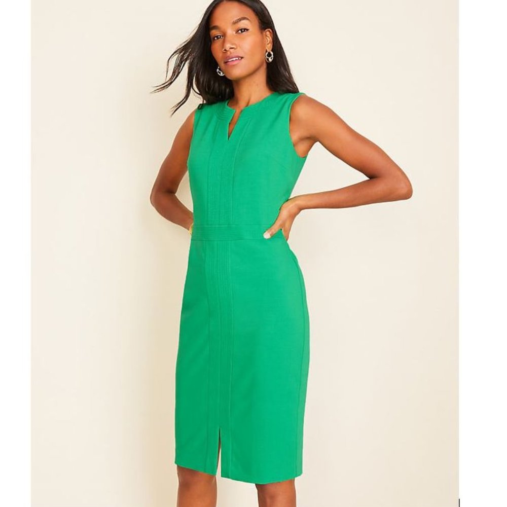 🌹🆕🌹 NWT Ann Taylor Sleeveless Stitch Sheath Dress, size 8, Green